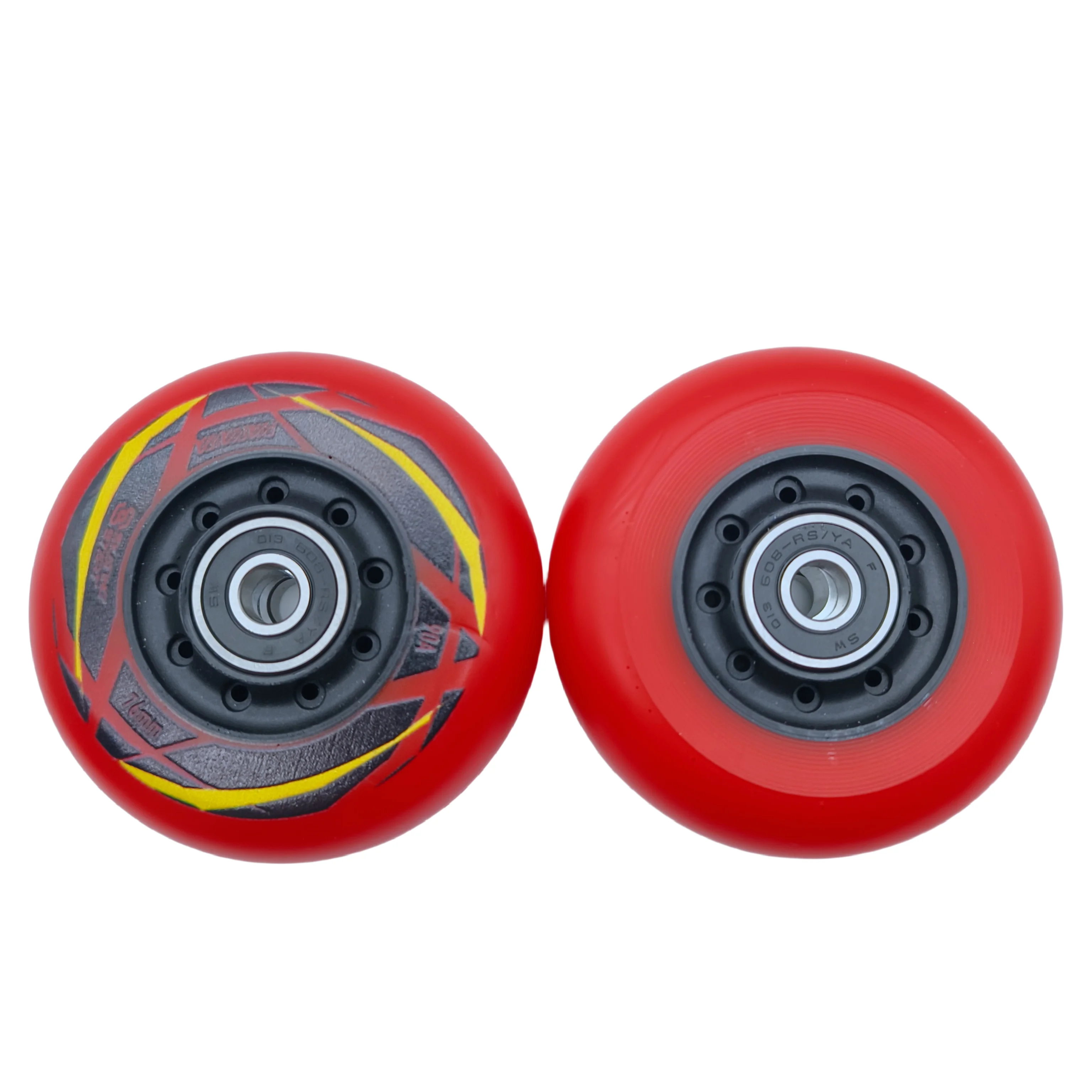 Braking wheel skate wheel roller wheel red 76mm 80mm hardness 90A good quality with smooth bearings 8wheels/lot