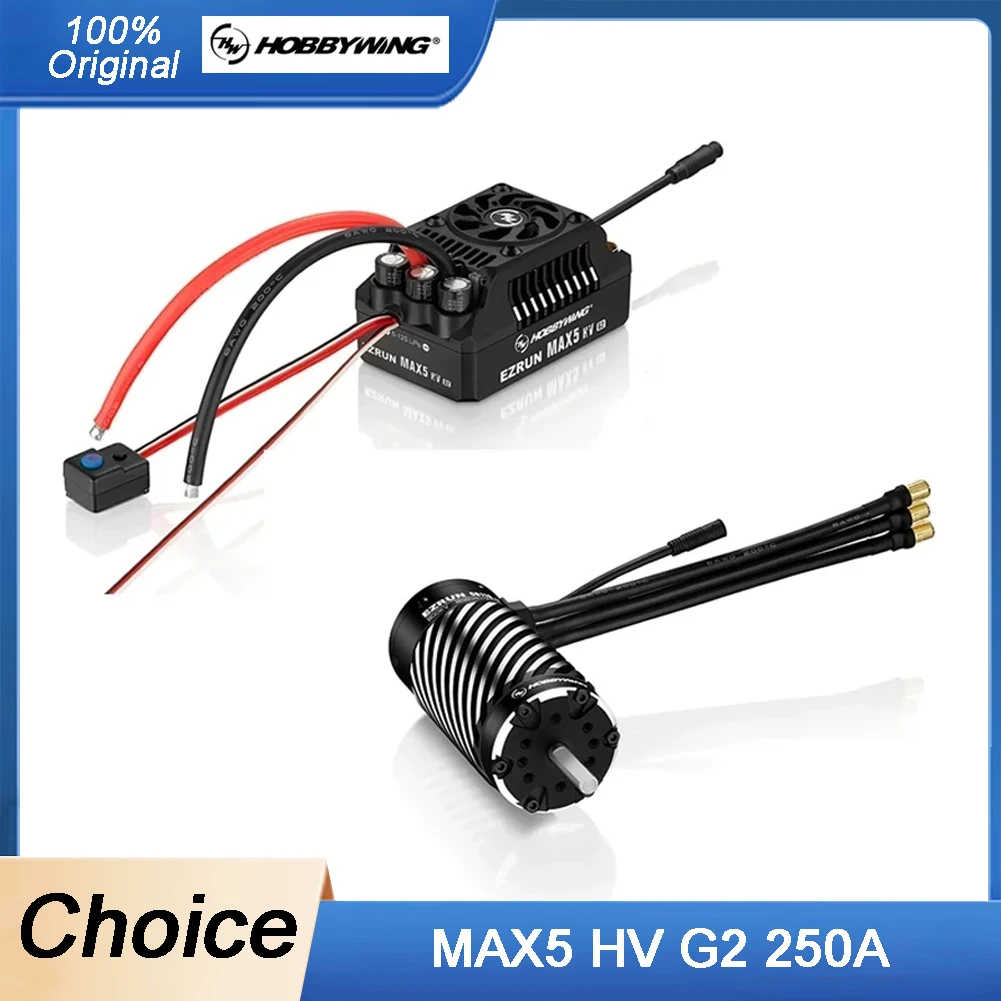 

Hobbywing EZRUN MAX5 HV G2 250A 6-12S Сенсорный бесщеточный ESC с 56118SD 650KV/800KV/ 1100KV Бесщеточный двигатель для 1/5 грузовика/автомобиля