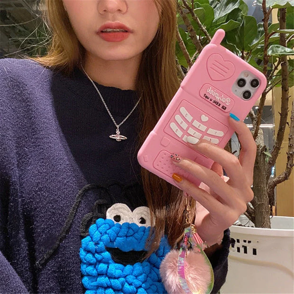 Cute Pink Love Heart Kid Girl Gift Phone Case for IPhone 15 11 13 14 Pro Max 12 Mini XR XS X 7 8 Plus Soft Silicone Back Cover