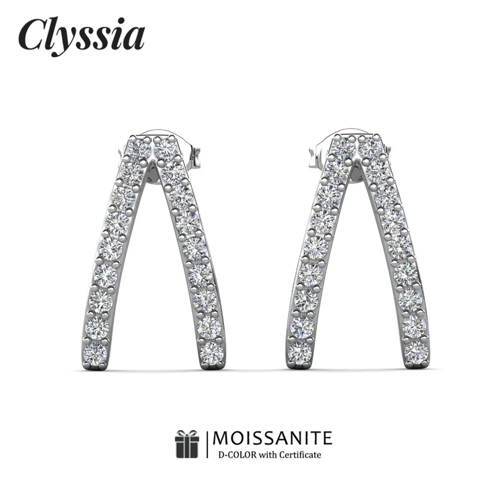 

CLYSSIA Unisex Stackable Moissanite Studs, 18K White Gold Plated 925 Silver Fine Jewelry, Versatile Earrings for Men and Women