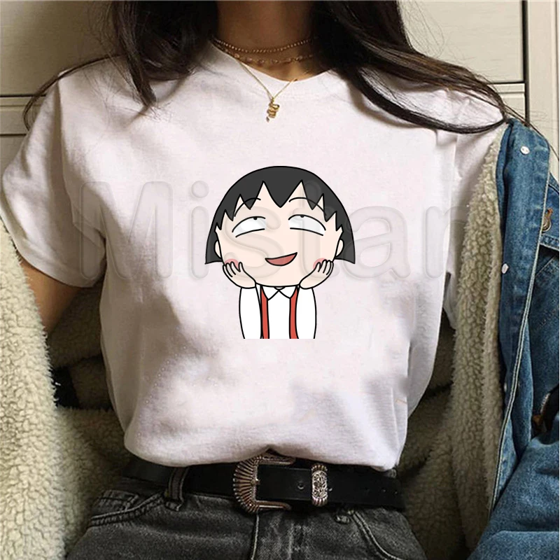 Kawaii Chibi Maruko T Shirt Women Casual Short Sleeve Printed Cute Cartoon Tumblr Anime T-Shirt Funny Harajuku Tops Tshirt