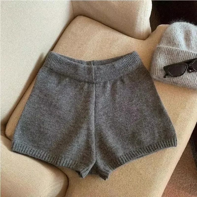 2026 herbst und Winter Neue Design Gestrickte Shorts Vielseitige Stricken Shorts für Frauen Lose Breite bein Casual Mini Shorts weibliche – Detail 6