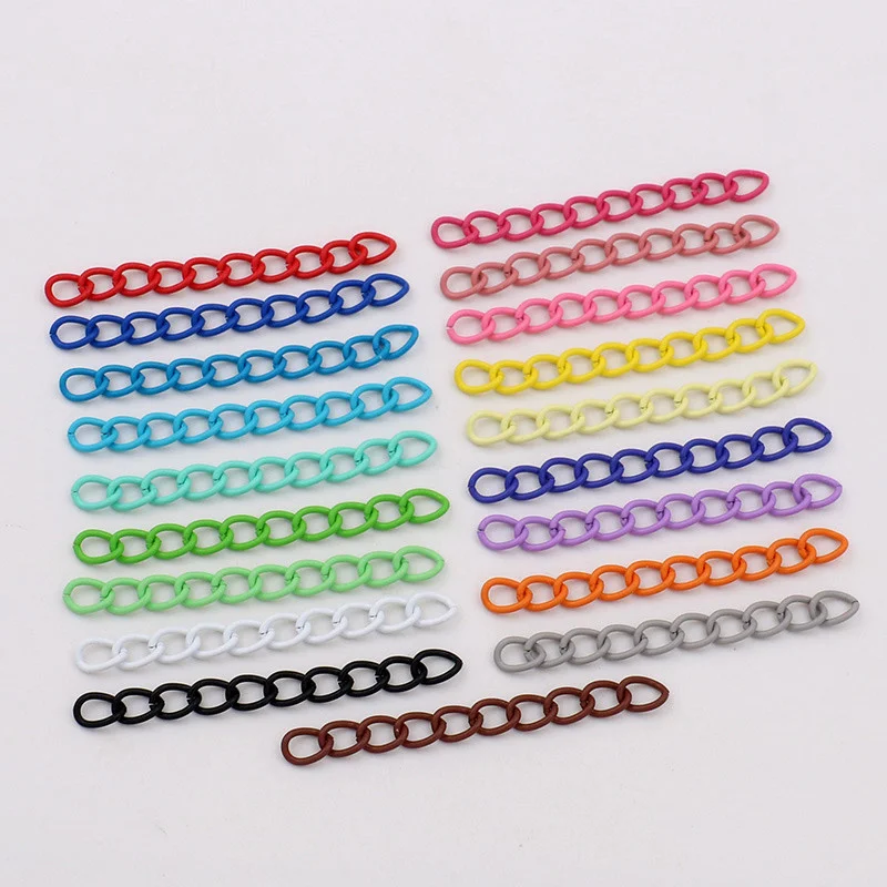 17 Colors 50pc/lot 5cm End Chains  Clasp Buckles Hooks Extended Extension Tail Chain Connector for DIY Jewelry Making Findings