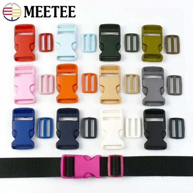 5/10/20Sets Plastic Release Closure Buckle For Strap Backpack Belt Ring Clasp Webbing Tri-Glide Slider Hooks Sewing Accessories