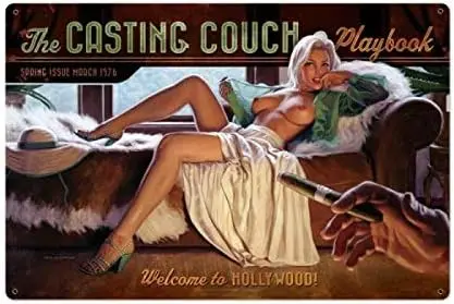 Metal Wall Sign  Pinup Girl Casting Couch Aluminium Sign Home Kitchen Cafe Office Wall Decor