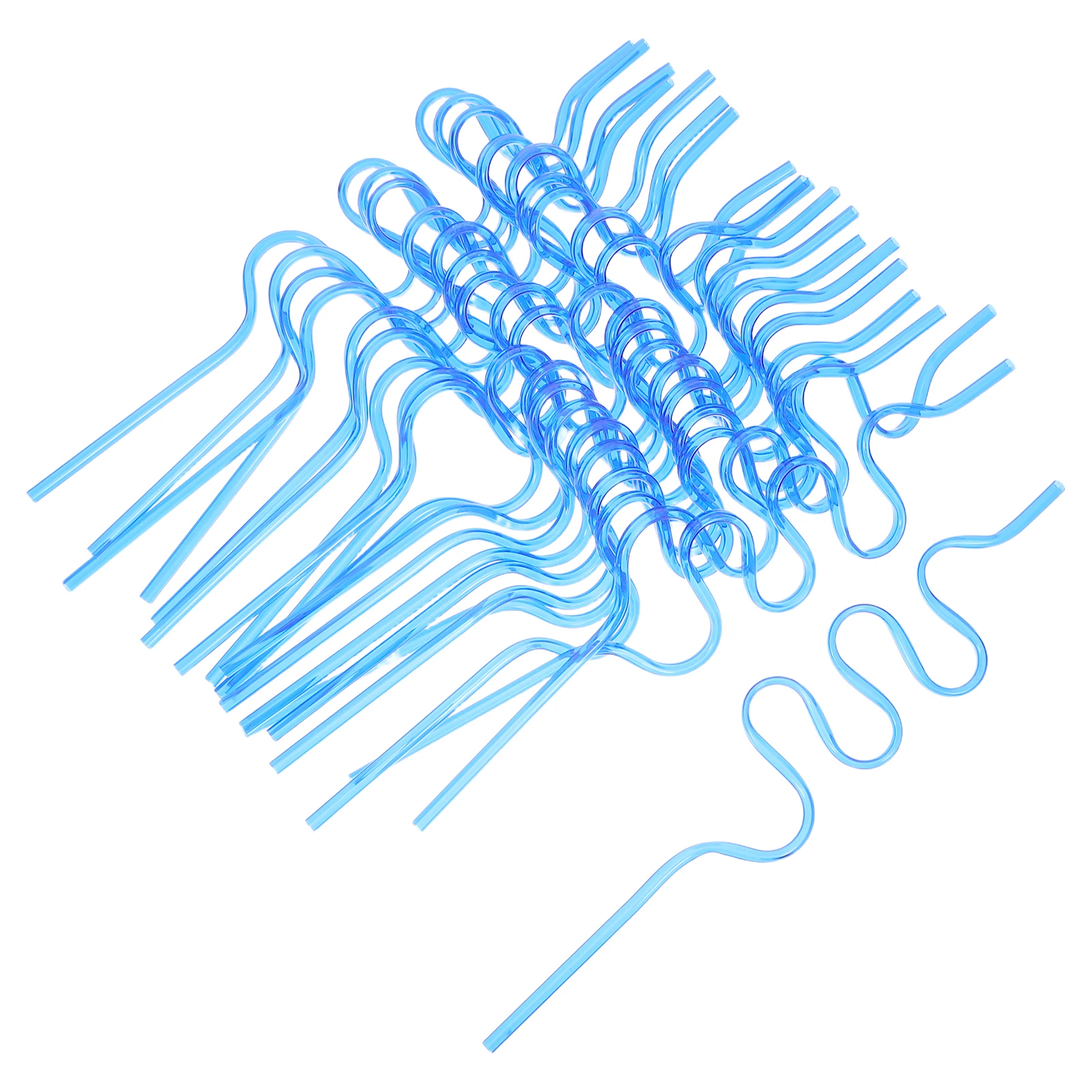 

20pcs Blue Pet Swirl Straws Creative Personality Curved Decorative Plastic Straws For Cocktail Parties Reusable Straw Supplies