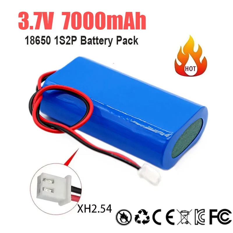 

1S2P 18650 3.7V 7000mA Li-ion Rechargeable Battery Pack with 2P Plug Built-in BMS for RC Helicopter Power Tool Backup Battery