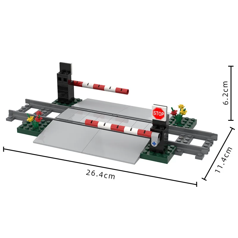 MOC City Train Building Block Train Track Corridor Elevating Rod Pedestrian Crossing Assembly Children\'s Toy Birthday Gift