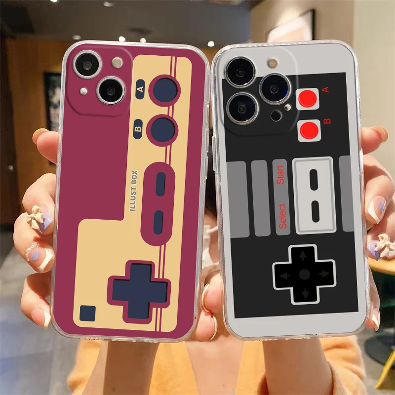 Video Game Boy Vintage GamePad Case For iPhone 15 14 13 12 Mini 11 Pro Max XS X XR 7 8 Plus Clear Shockproof Silicone Cover