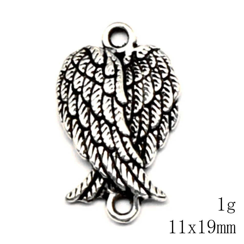 Wings Connector Jewelry Making Pendant Cute Ladies Jewelry 11x19mm 20pcs Antique Silver Color