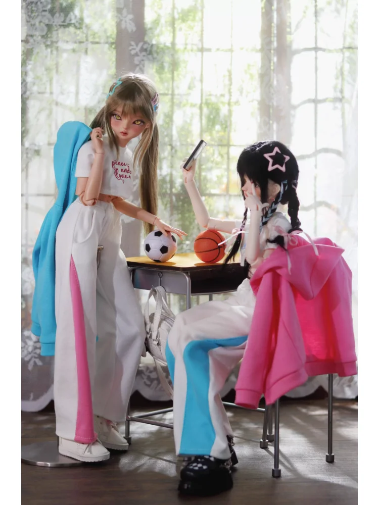 Roupas de boneca bjd para bonecas 1/4, conjunto de roupas esportivas azuis e rosa, acessórios de roupas para bonecas (sem bonecas)