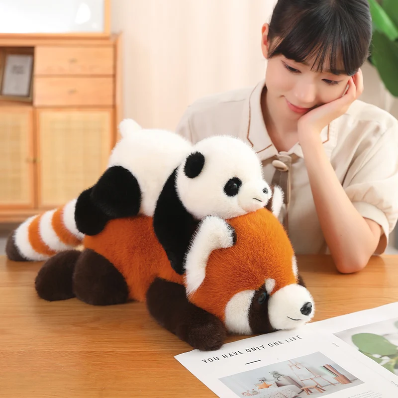 Kawaii Fluffly Giant Panda หมอน Plush ตุ๊กตาสัตว์ตุ๊กตาเด็ก Appease ตุ๊กตาของเล่น Creative Lesser Pandas กระเป๋าเป้สะพายหลังของขวัญ