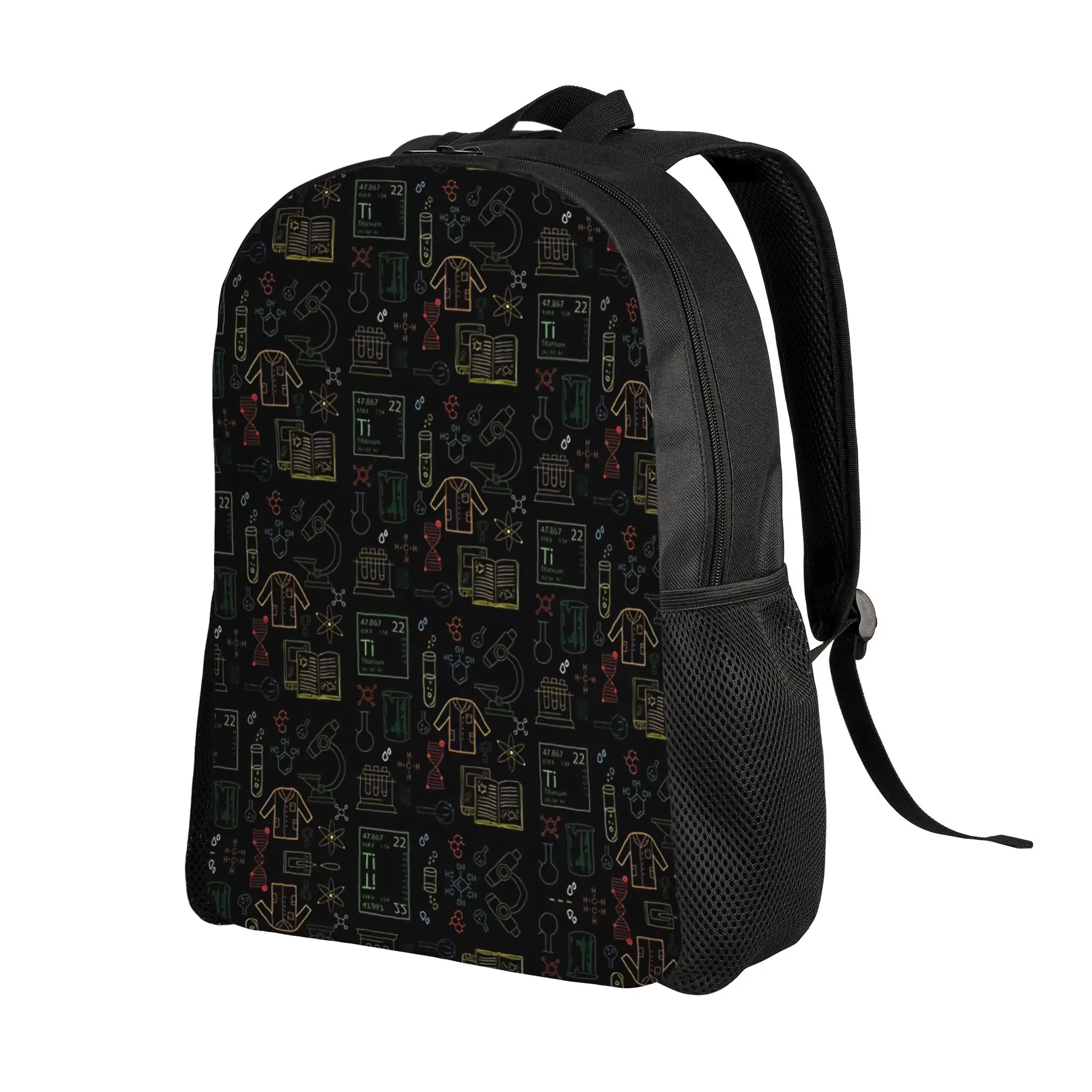 Chemistry Science Test Tubes Lab School Subject Backpack  Women Polyester Travel Backpacks Durable High School Bags Rucksack
