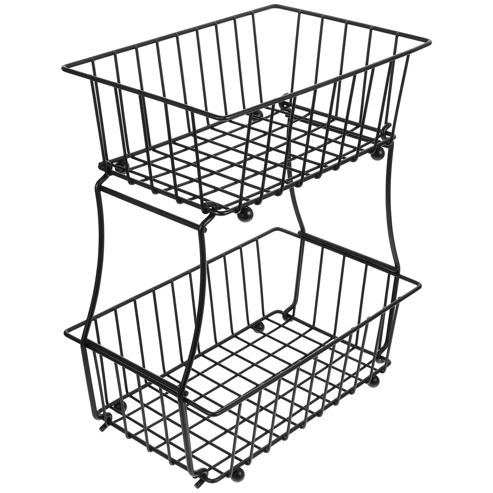 

2 Tier Kitchen Fruit Basket Metal Tiered Storage Wire Basket Detachable Bread Vegetable Organizer Countertop Fruit Holder