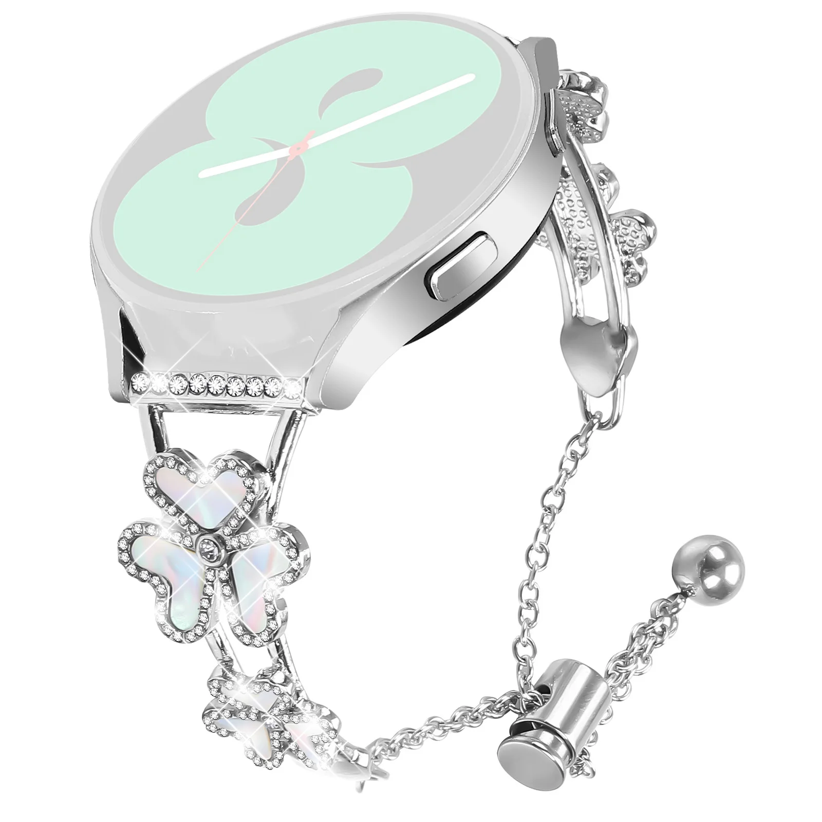 

Metal Band for Huawei Watch 2 Heart Clover Decor Watch Strap - Silver