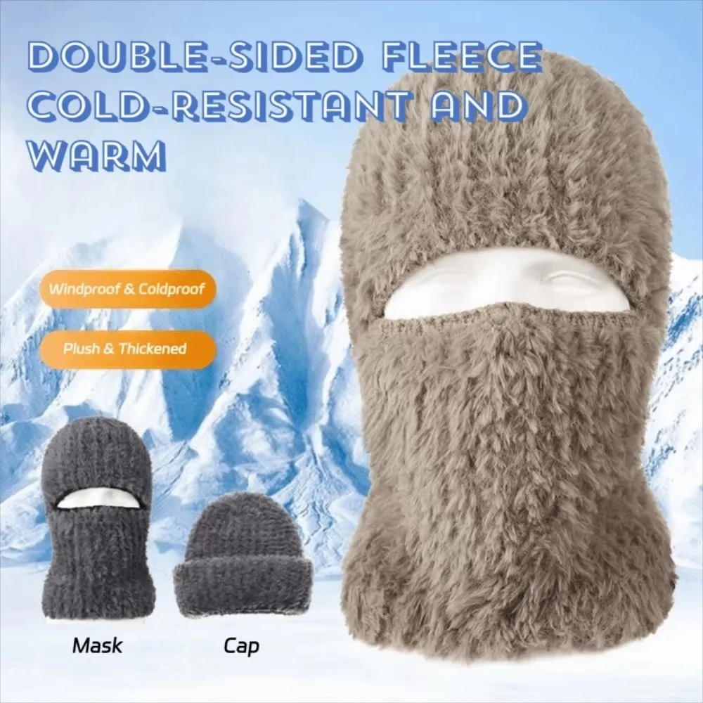 

Casual Winter Warm Balaclavas Cap Windproof Full Face Neck Warmer Thickened Soft Ski Knitted Mask