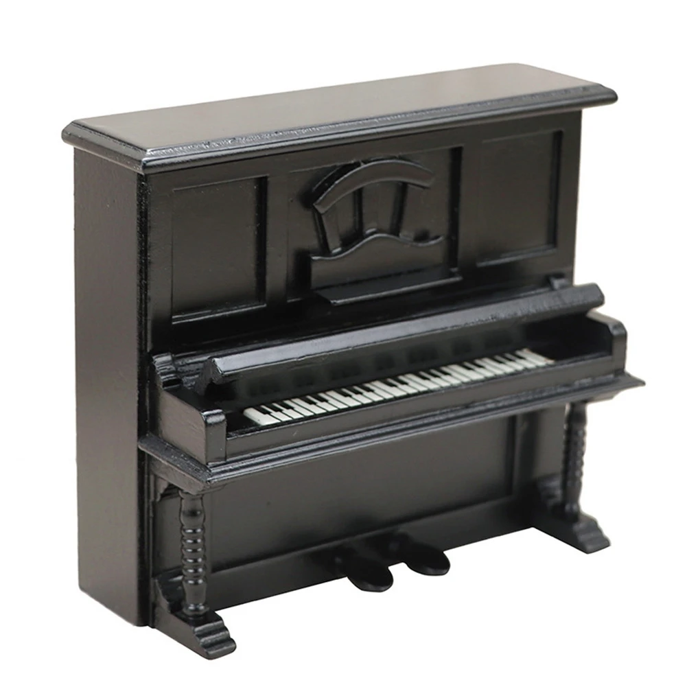 Casa de muñecas en miniatura de madera negra, Piano clásico de simulación, accesorios de juguete para Ob11, escala 1/12
