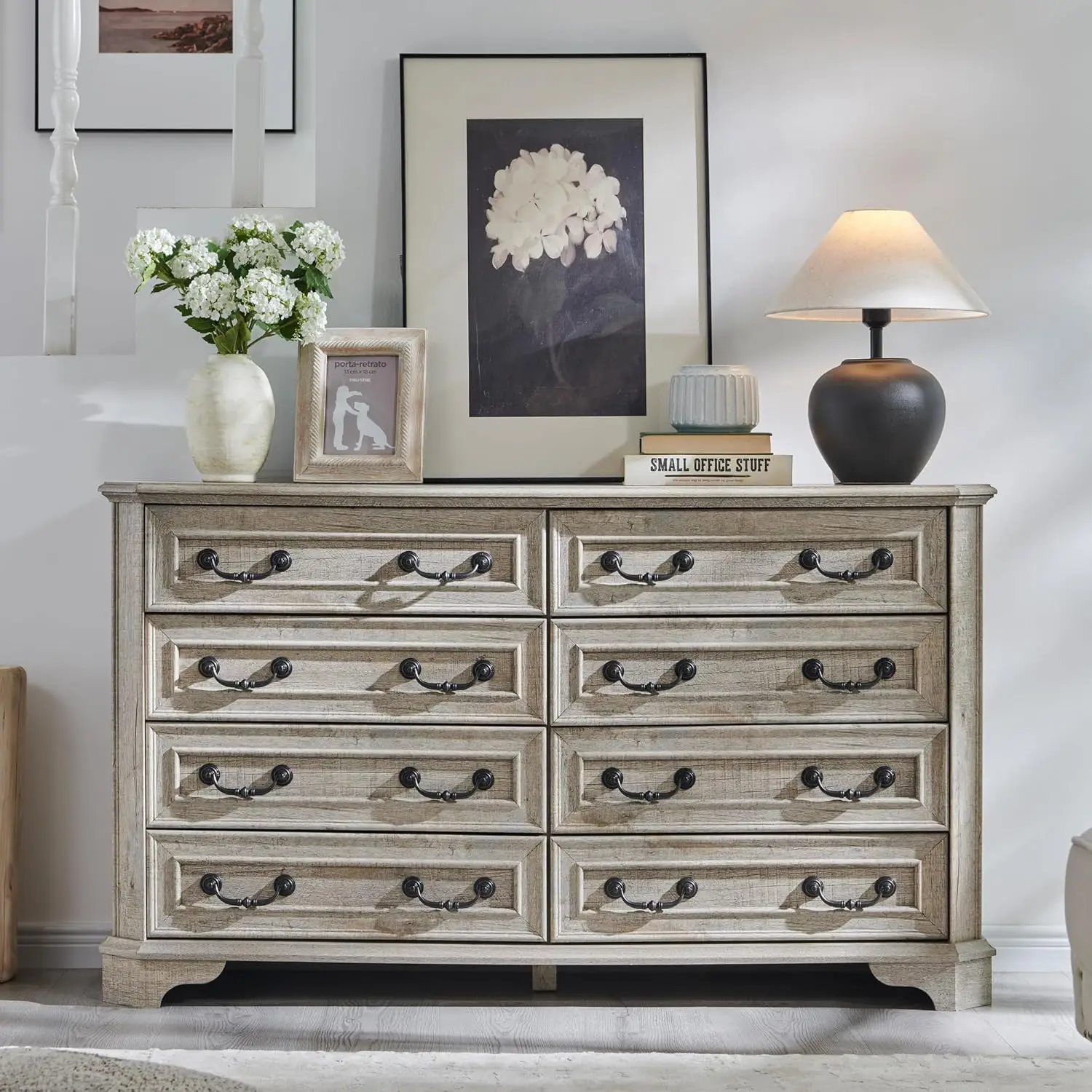 Chest of Drawers with Natural Texture, Vintage Design, Storage Dressers Organizer for Bedroom, Living Room, Light Rustic Oak