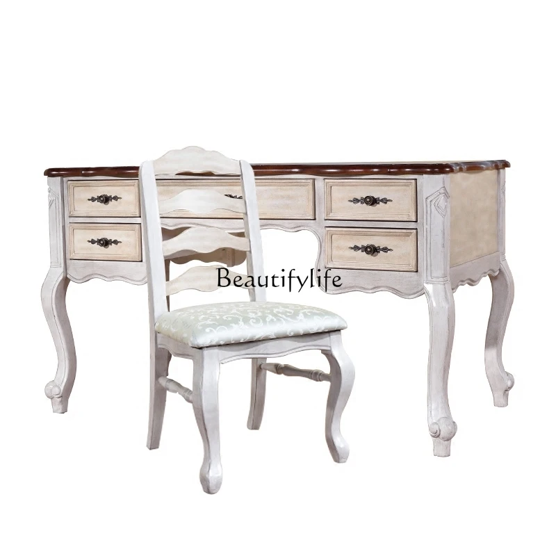 

*American country desk pastoral painted study desk European retro