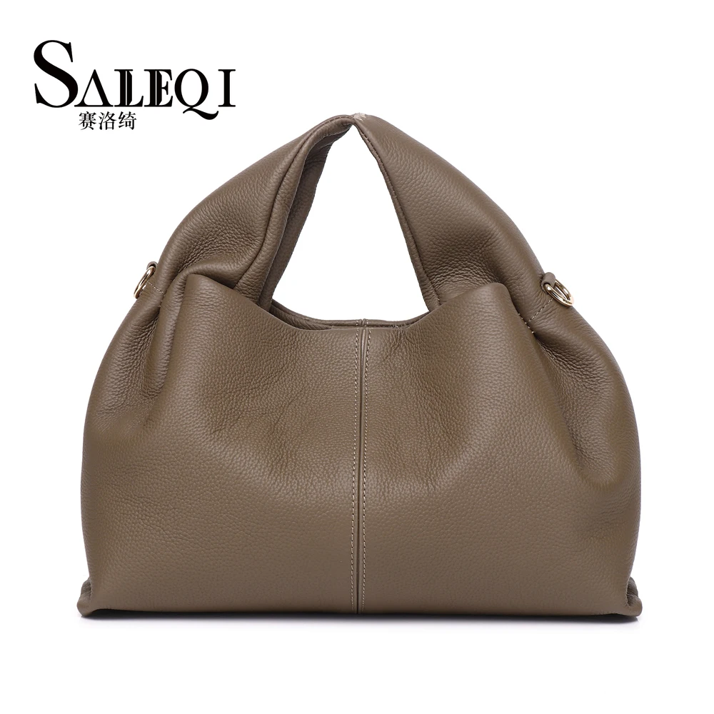 

Genuine Leather Women's Fashion Shoulder Crossbody Large Capacity Clouds Bag Ladies Handbag French Hundreds Pure Colour Hobo Bag