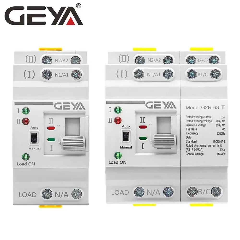

GEYA 63A AC220V Automatic Transfer Switch ATS Dual Power Auto Transfer Switch Uninterruptible Millisecond-Level ATS DIN Rail
