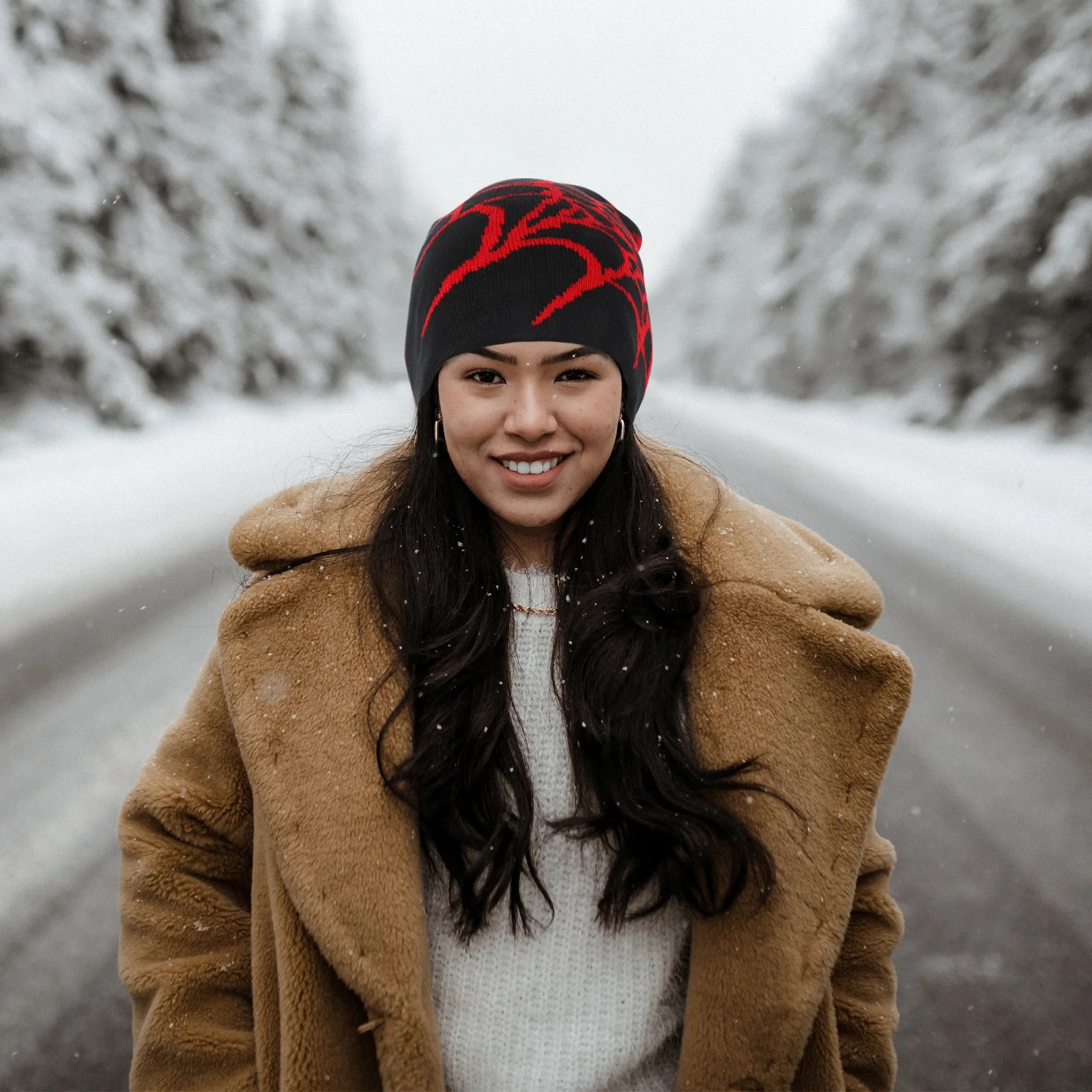 

2pcs Jacquard Knitted Hat Winter Beanie Cap Soft Warm Unisex For Women Men Outdoor Wearable Spider Web Design Washable Thermal