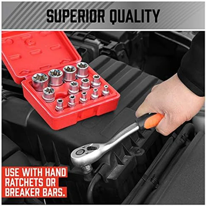 14Piece E-TORX Socket Set Premium Female Torx Socket Set Torque Socket Set External Torx Socket Set