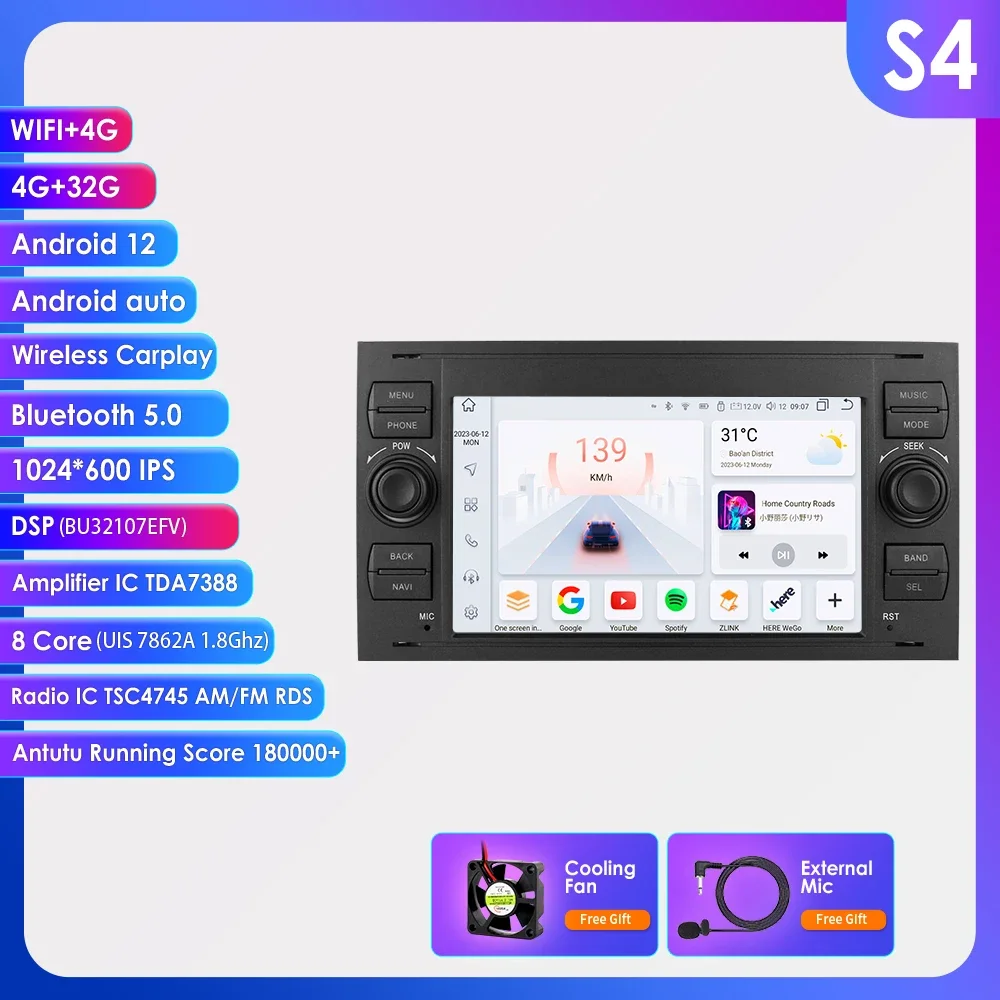 Android Autoradio Voor Ford Focus 2007 Mondeo S-Max C Max Kuga Galaxy Fiesta Transit Fusion Connect Autoradio Multimedia Carplay