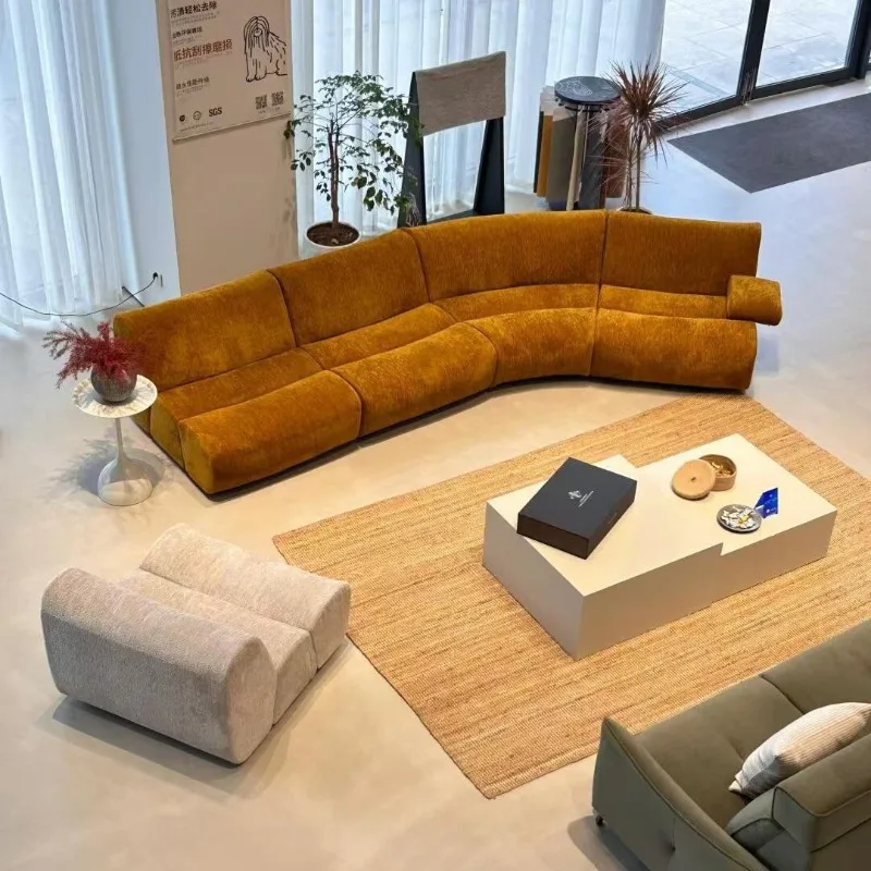 

Italian minimalist designer new bamboo fabric sofa full-sized exhibition hall living room