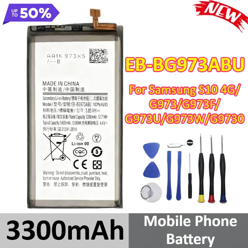 

New EB-BG973ABU 3300mAh For Samsung S10 4G/G973/G973F/G973U/G973W/G9730 Mobile Phone Battery +Tools
