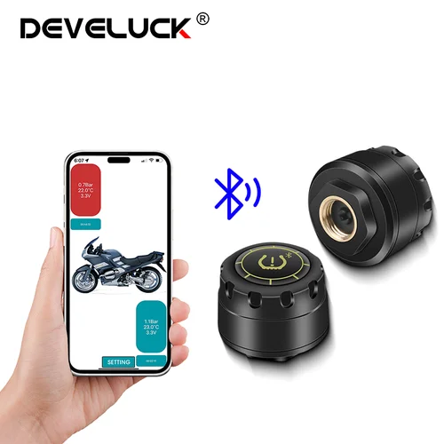 Sistema de monitoreo de presión de neumáticos TPMS para automóvil con Bluetooth 5.0, conexión por teléfono móvil, sensor de presión de neumáticos para motocicleta y automóvil para iOS y Android