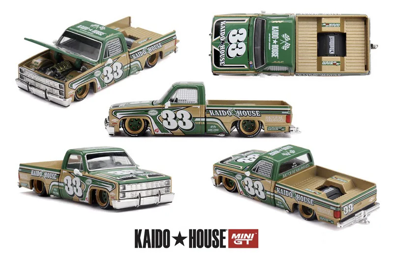 1:64 Skyline 2000GT-R (KPGC10) Cortez V1 Green SILVERADO KAIDO INTIMIDATOR V2 Diecast Collector's Vehicle Model Car