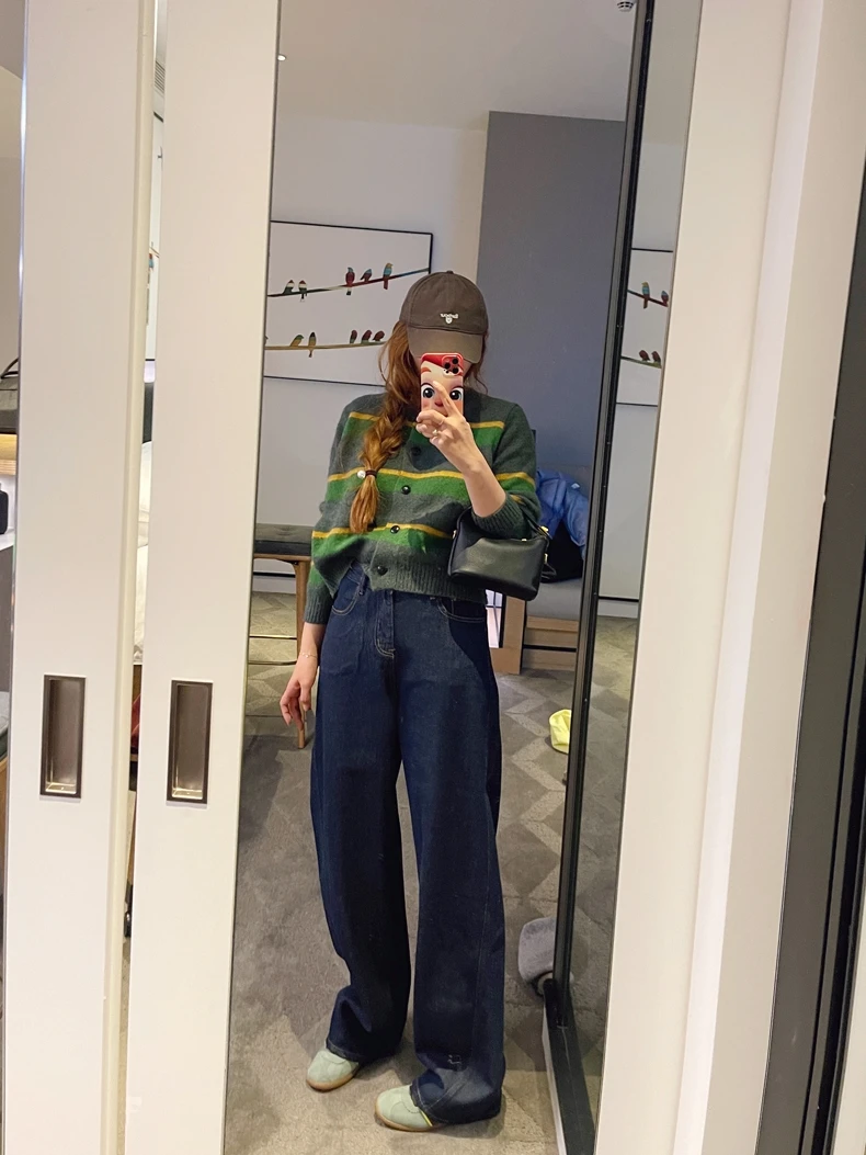 

KOGIRL, облегающие прямые брюки с высокой талией, синие джинсовые повседневные широкие брюки, женские мягкие джинсовые брюки оригинального цвета, 3D пошив