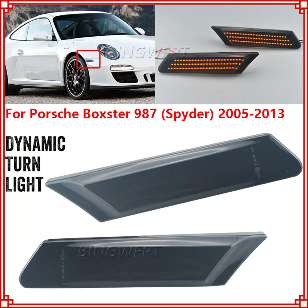 

2x Dynamic LED Side Marker Turn Signal Car Blinker Indicator Light For Porsche 987 Cayman Boxster 911 997 Carrera Turbo GT3 GT2