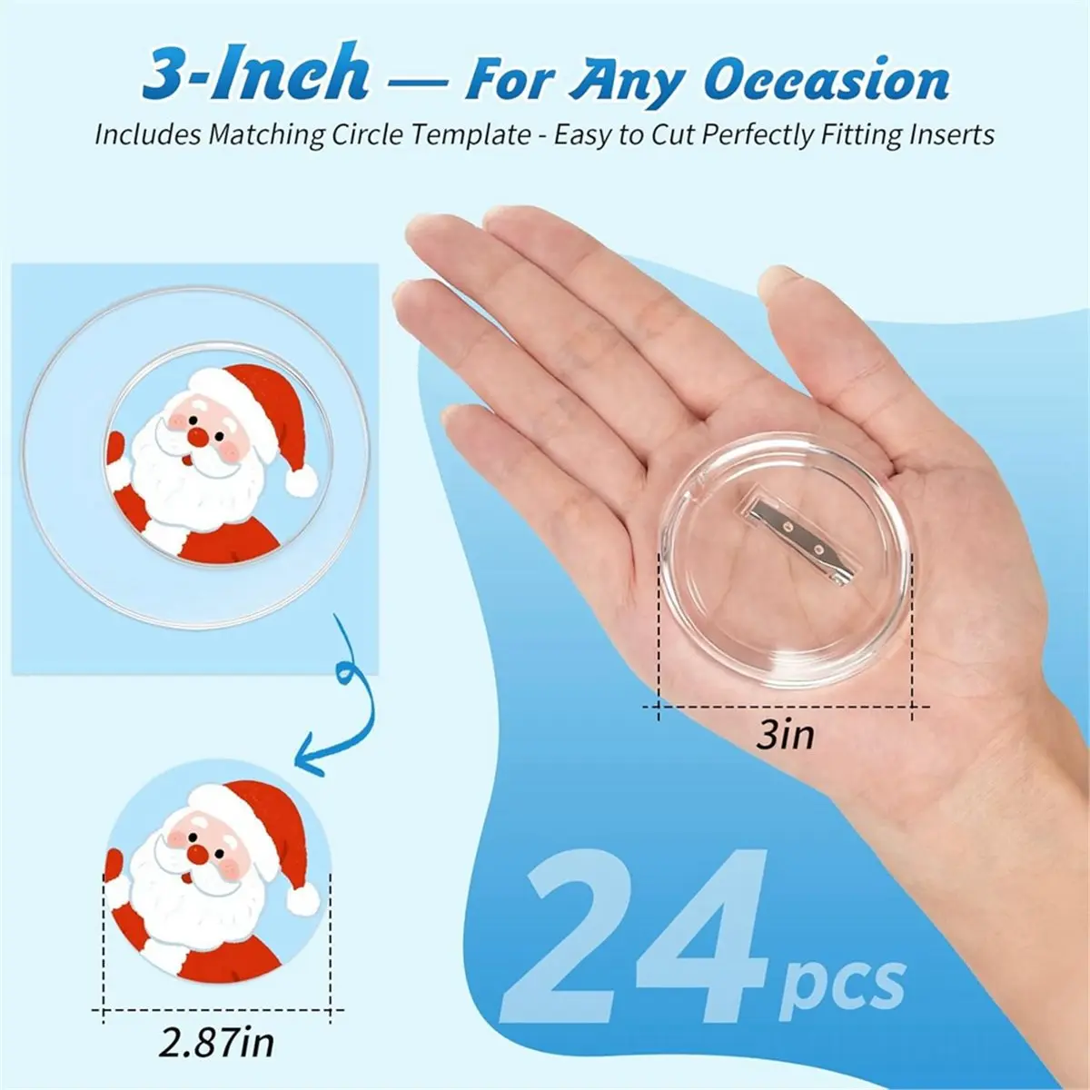 【MUST-HAVE LIST】 24 Pack 3 Inch Clear Button Pins - Photo Button DIY Acrylic Blank Badge Pins for Crafts DIY Button Pins