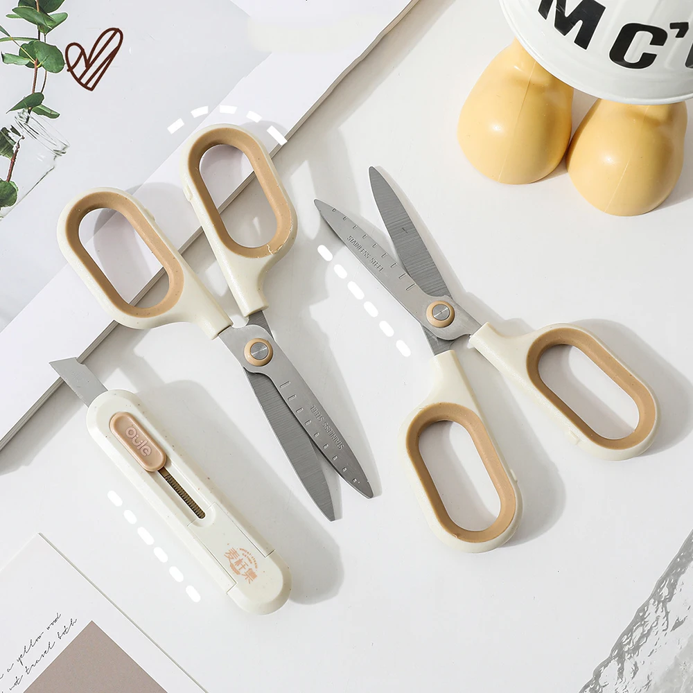 2 In 1 Multifunctional Scissors and Knife for School Students Craft Tools