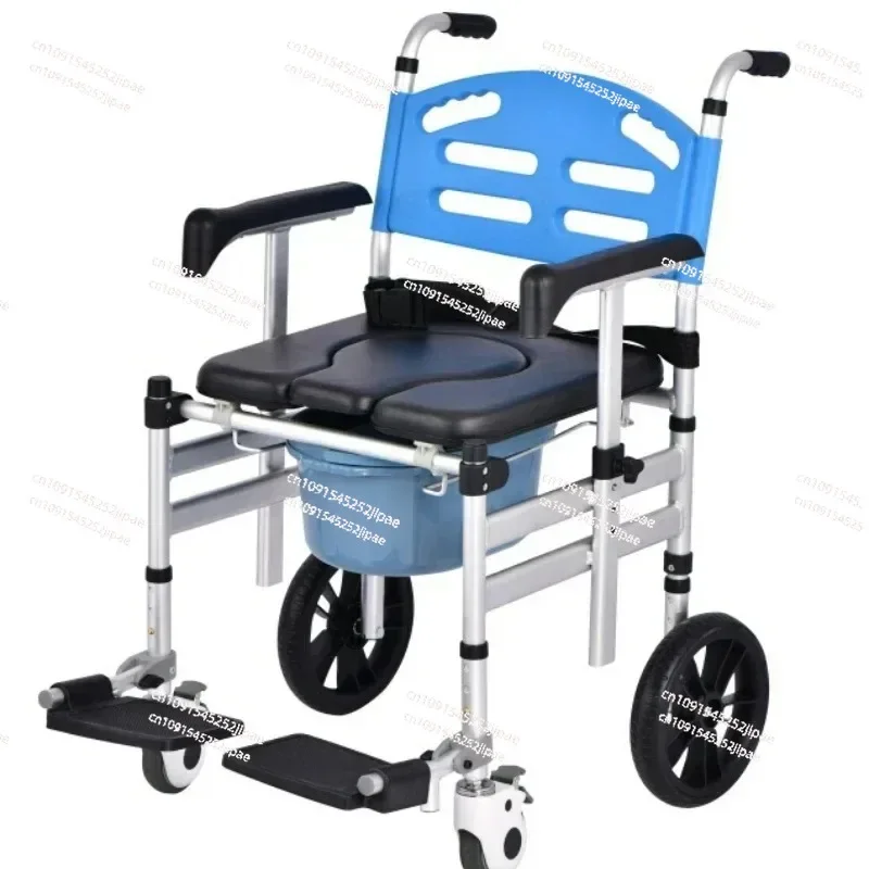 Shower Commode Toilet with Wheels,Hand Pushed Adjustable Height, No Installation  Portable Shower Chair, Commode Chair on Wheels