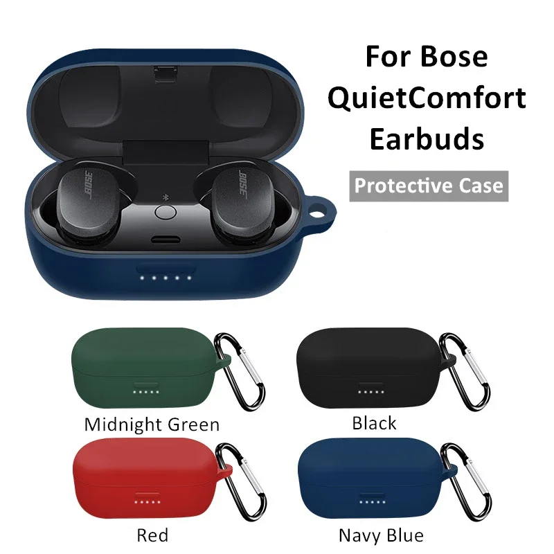 Funda protectora de silicona suave para auriculares Bose QuietComfort 2024, funda para auriculares inalámbricos Bluetooth con gancho