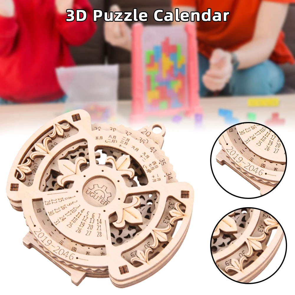 DIY 3d ewigen Kalender Holz Puzzle Spiel Ausrüstung rotierende Montage Spielzeug Lernen & Bildung Unisex Puzzles Spielzeug für Jugendliche Erwachsene