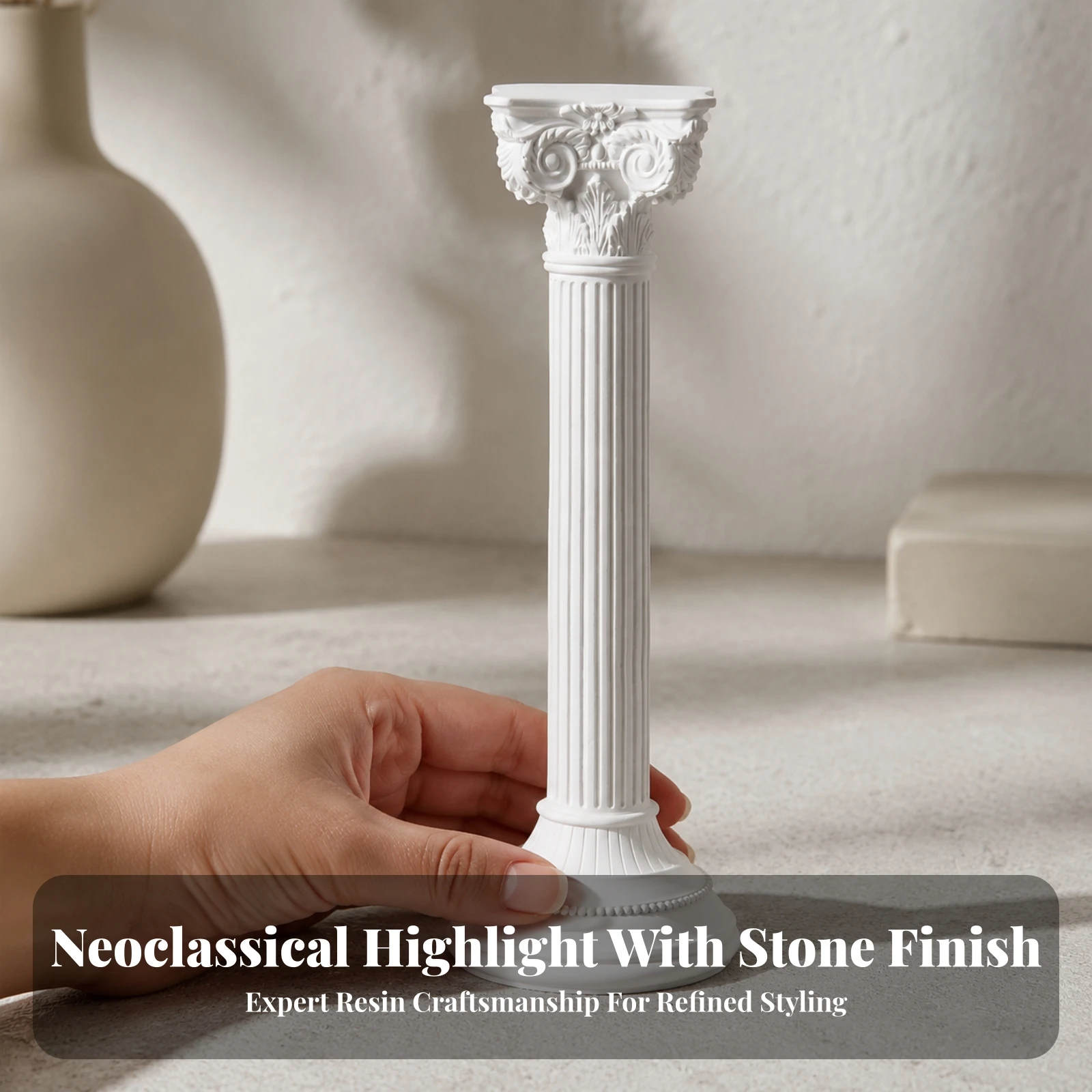 Roman Column Classical Column Pedestal Pedestal Ornate Architectural Pillar Sturdy for Tabletop, Bookshelf