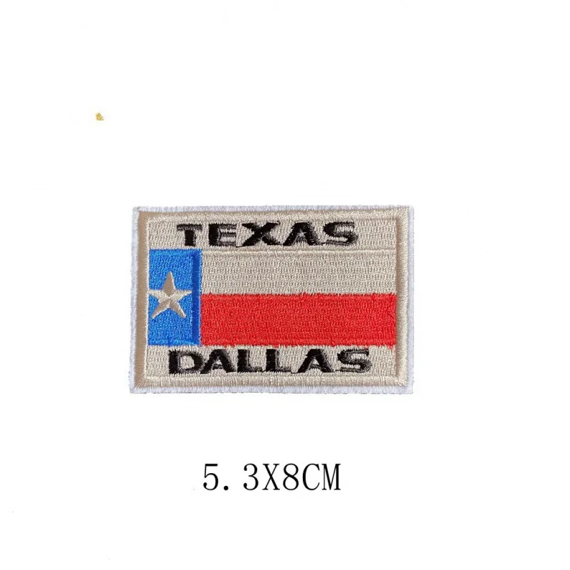 

8 cm TEXAS DALLAS RED Heat Labels On Clothes Clothes Thermal Patches Patches Embroidery For Clothing Stickers