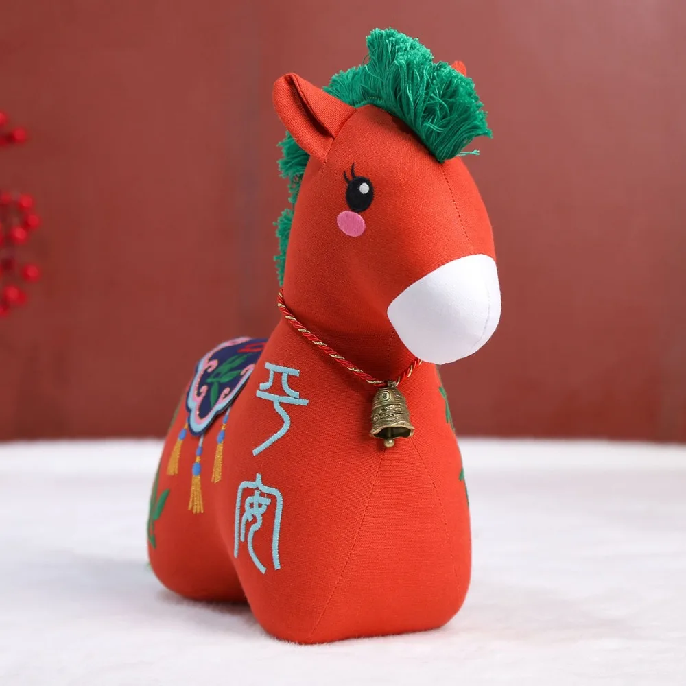 

Plush Chinese Horse Mascot Embroidery Stuffed Animal Plush Stuffed Animal Toy 12/32cm Horse New Year Blessing Souvenir
