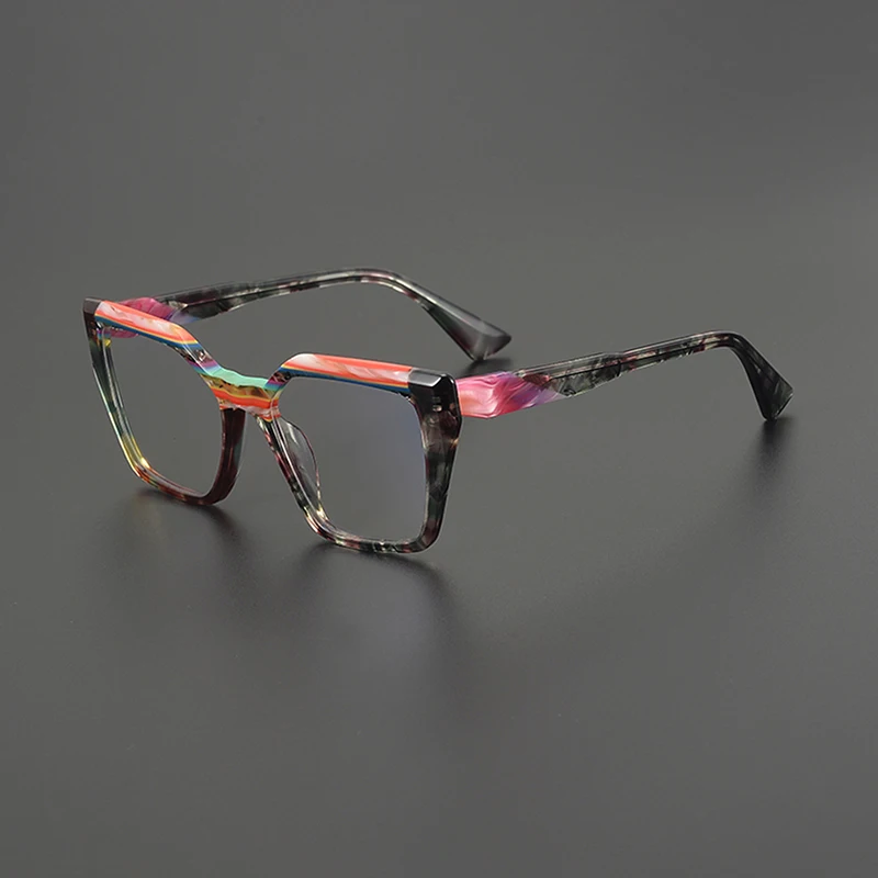 Patchwork color, niche European and American fashion eyewear frame, retro artistic, large frame, square commuting optical glasse