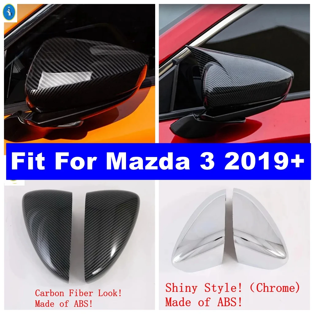 

Auto Rearview Mirror Shell Rear-view Protector Cap Cover Trim For Mazda 3 2019 - 2023 Chrome / Carbon Fiber Exterior Accessories