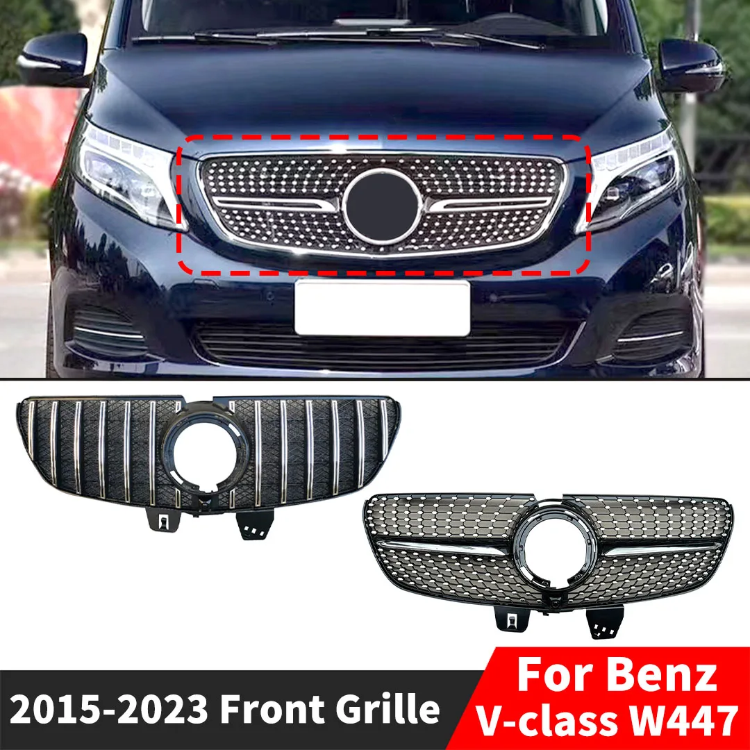 

GT Diamond Style Front Radiator Grid Bumper Grille Inlet Mesh Grill For Mercedes Benz V Class W447 2015-2023 Body Kit Tuning