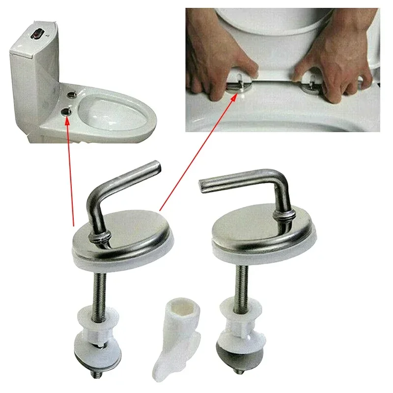 Toilet Seat Hinges Stainless Steel with Mounting Accessory Toilet Top Cover Hinge Bathroom Lid Fixing Screw WC Replacement Parts