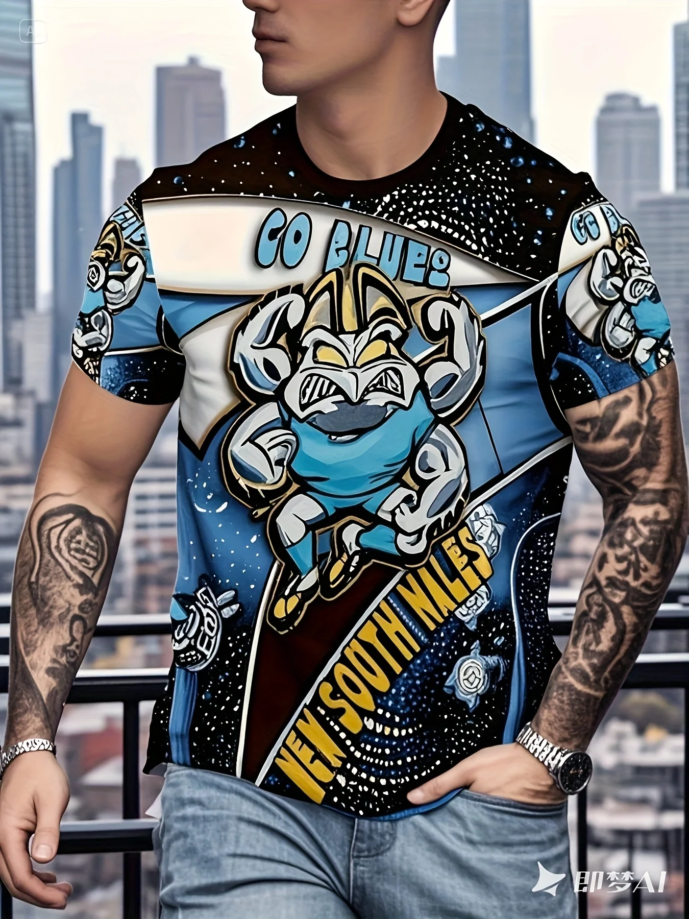 

Men's 3D Pattern Printed T-shirt Football Design Casual Summer T-shirt