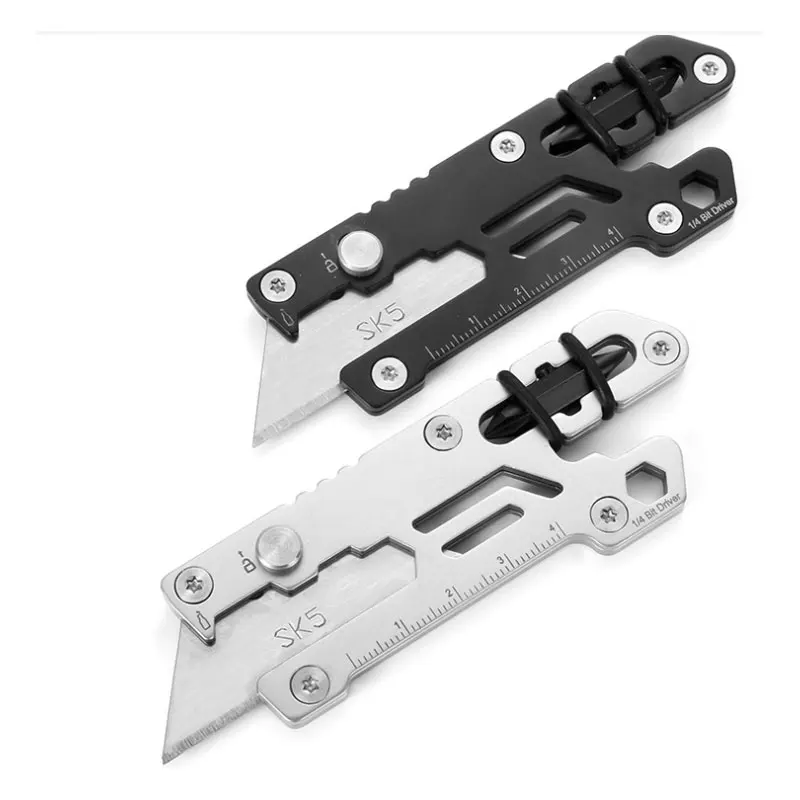 12 In1 Multi-Functional เครื่องทำลายเอกสาร Utility EDC มีดพ่นทรายสีดำปรับขนาดได้ถอดออกได้ Multitool อุปกรณ์ทำมือ