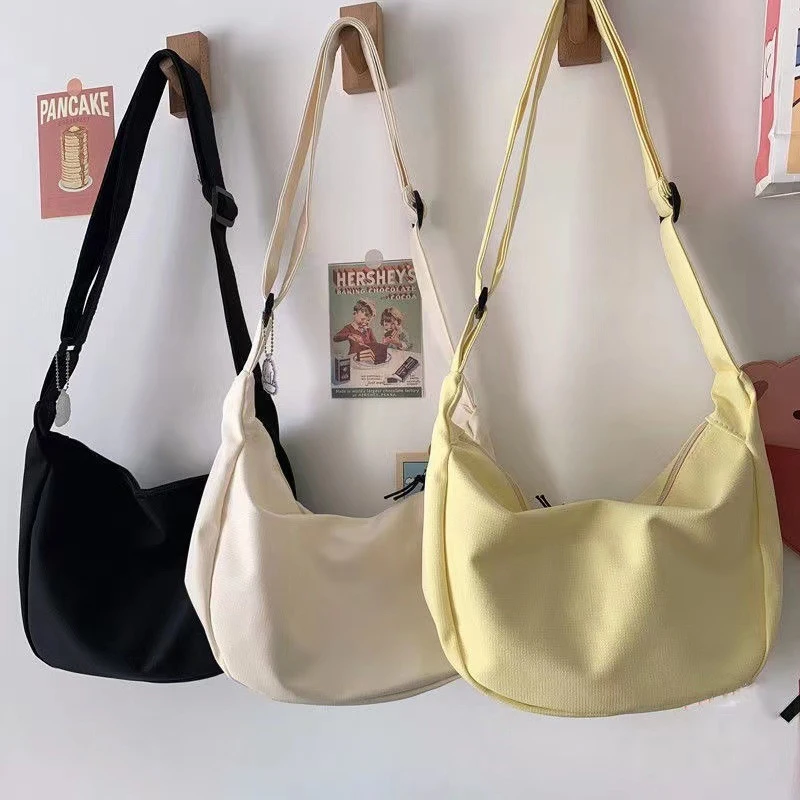 Sac messager mignon en toile pour adolescentes, sac d'école décontracté, grande capacité, sacs à main à la mode et simples pour femmes et filles