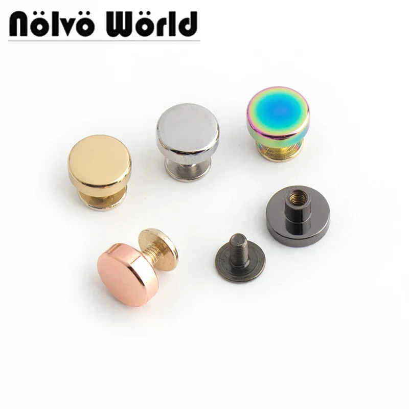 10-50pcs 7 colors 10mm high quality button round head rivet stud for shoes, DIY 100% copper gold metal screw rivet